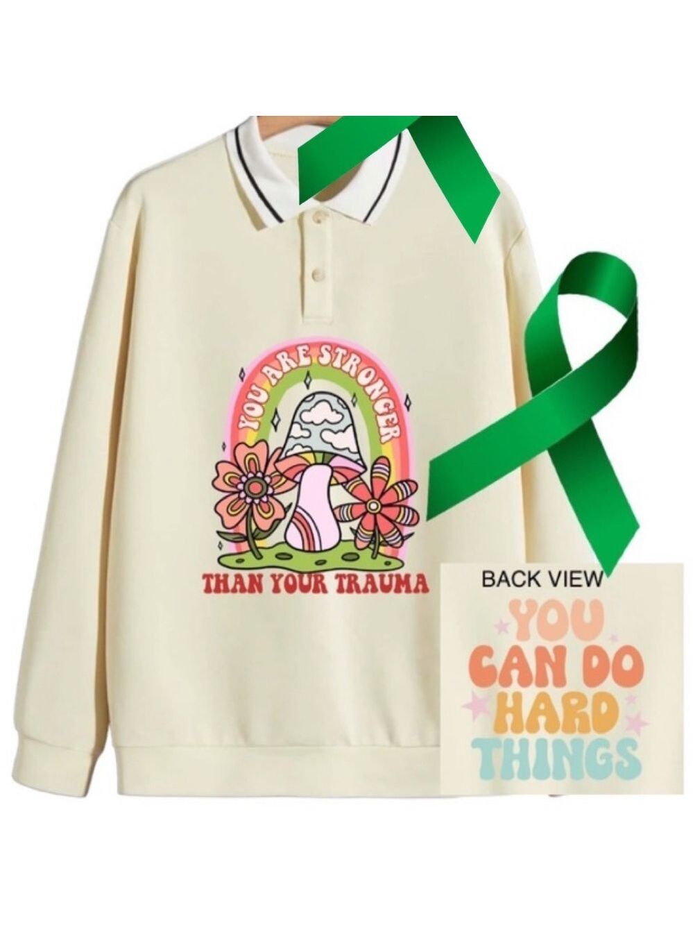 Stronger than trauma mental health graphic pullover sweatshirt size XL